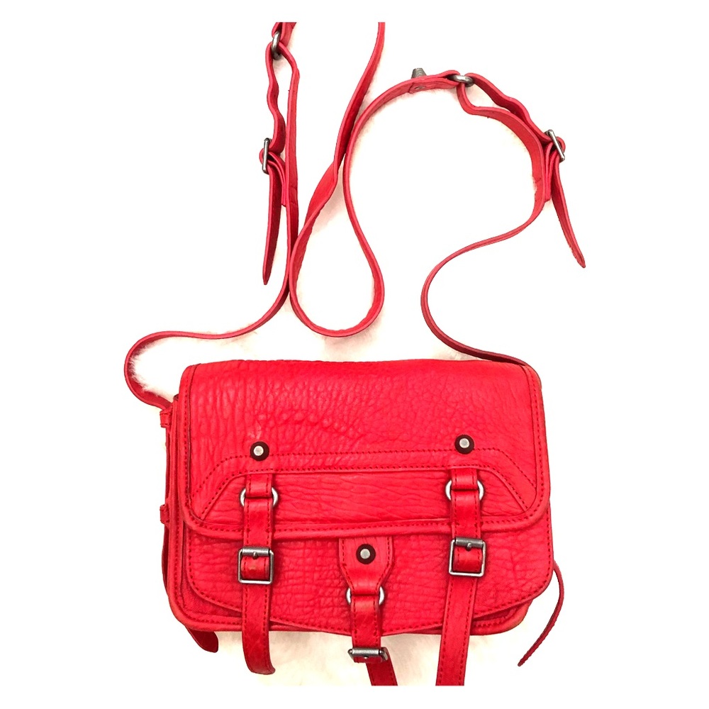 Red leather handbag by ASH
